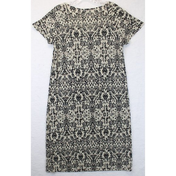 Merona Dress Small Knee Length Short Sleeve Cowl Neck Stretchy Snake Print Beige - Picture 3 of 9